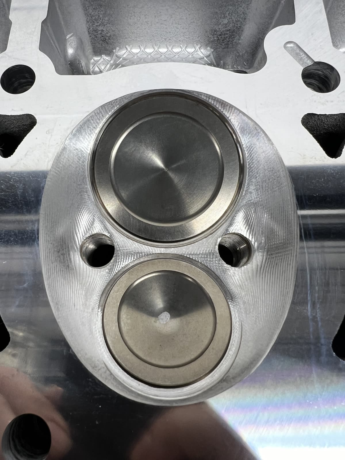 392 HEMI combustion chamber with new valves after a valve job