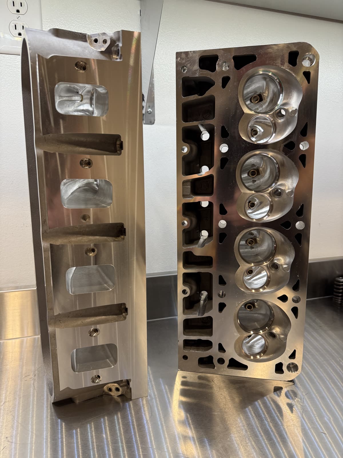 LS7 cylinder heads on the CNC fixture